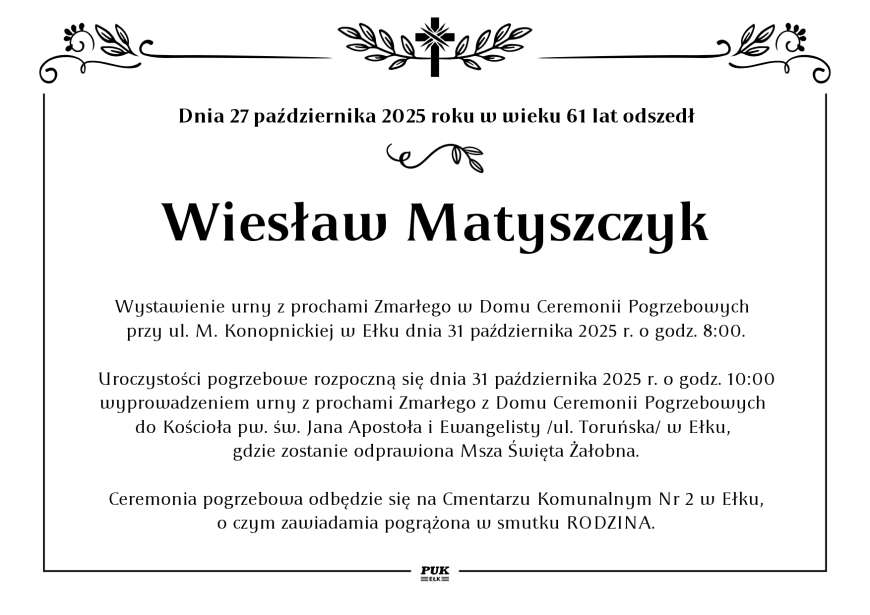 Wiesław Matyszczyk - nekrolog